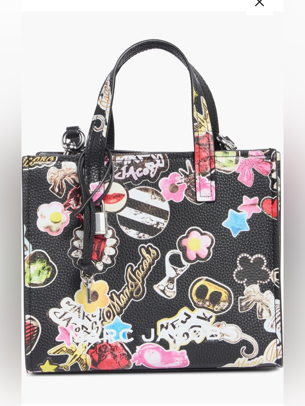 Marc Jacobs Mini Grind Black Sticker Leather Crossbody Bag